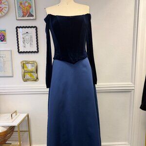 VTG Jessica McClintock Bridal Prairie Renaissance Velvet Bodice Cottagecore Gown